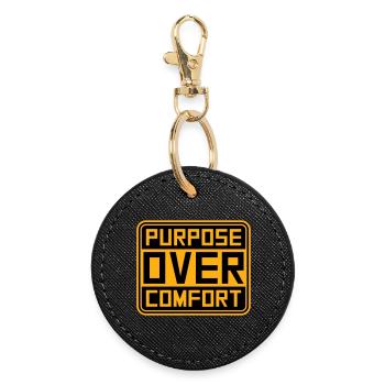 Purpose Over Comfort Motivation Mindset Wachstum - Runder Schlüsselanhänger - Schwarz - Vorne