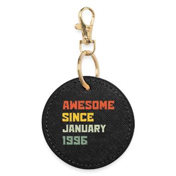 Awesome Since January 1996 Birthday Gift - Round Keyring - black - Front