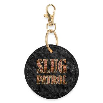SLUGPATROL Snails Gardening Garden Friend - Round Keyring - black - Front
