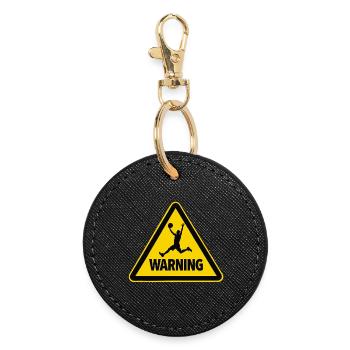Warning Basketball Sportsman Warning Sign - Round Keyring - black - Front
