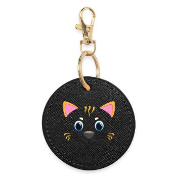 Cadeau amoureux du chaton Kawaii Chat Face de Chat Mignon, Miaou pour l’Amoureux de l’Animal - Porte-clés rond - noir - Devant