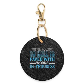 Road to hell in progress - Round Keyring - black - Front