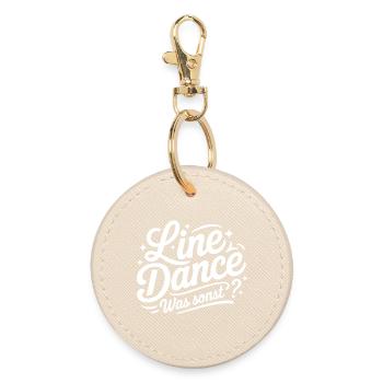 Line Dance Spruch Schriftzug - Runder Schlüsselanhänger - Auster - Vorne