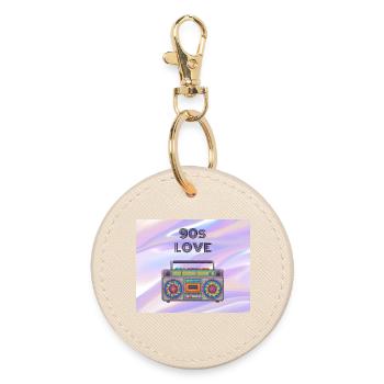 90s Love Boombox - Round Keyring - oyster - Front
