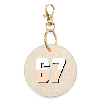 6 7 – Trendy minimalist text design, - Round Keyring - oyster - Front