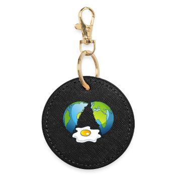 Planet Earth is an egg - Round Keyring - black - Front