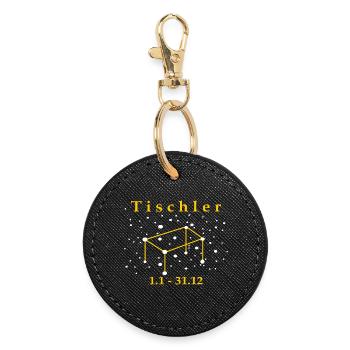 Carpenter Zodiac Craft Profession - Round Keyring - black - Front