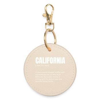 California Uppercase Typo Distressed - Round Keyring - oyster - Front