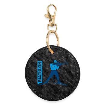 Biathlon Passion Liebhaber Geschenk - Runder Schlüsselanhänger - Schwarz - Vorne
