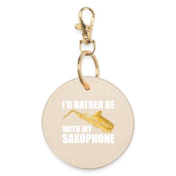 I'd rather be with my Saxophon Saxophonspieler - Runder Schlüsselanhänger - Auster - Vorne