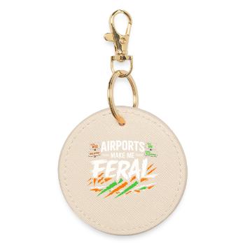 Travel anxiety humor, airport chaos, flying is - Round Keyring - oyster - Front