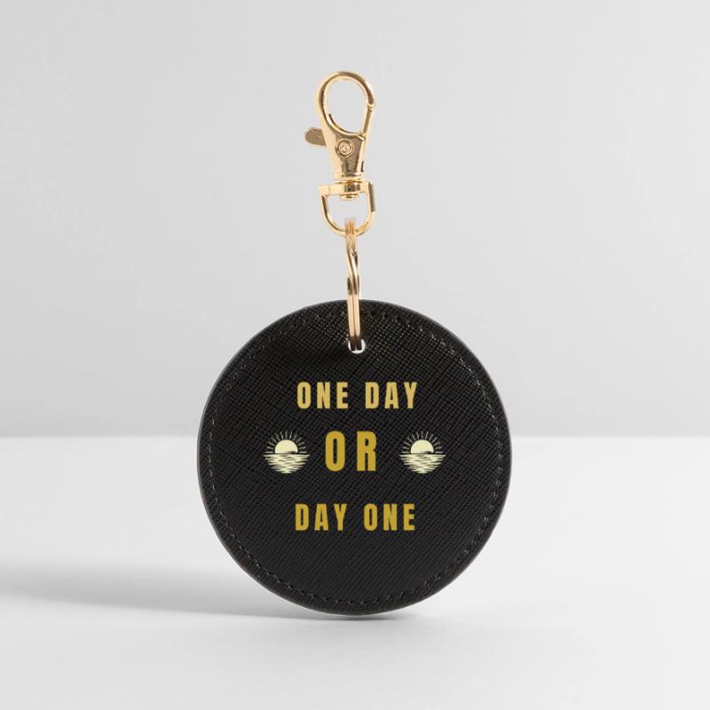 Ein Tag oder Tag Eins Motivations-Sonnenaufgangs-Zitat-Tee Runder Schlüsselanhänger