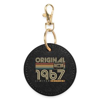 Original 1967 Jahrgang Vintage Geburtstag Geschenk - Runder Schlüsselanhänger - Schwarz - Vorne