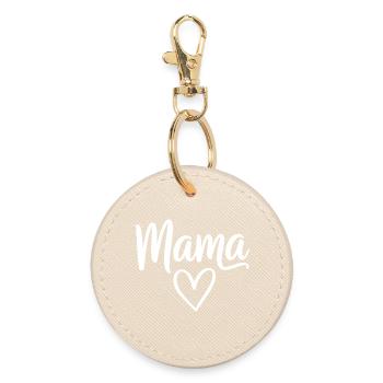 Mama Heart Script - Round Keyring - oyster - Front