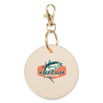 Keep Calm and Fish On - Round Keyring - oyster - Front