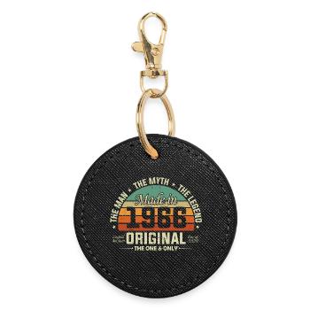 Original 1966 Jahrgang geboren Retro Geburtstag - Runder Schlüsselanhänger - Schwarz - Vorne