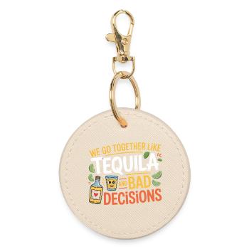 Tequila & Bad Decisions Lustiges Freunde Geschenk - Runder Schlüsselanhänger - Auster - Vorne