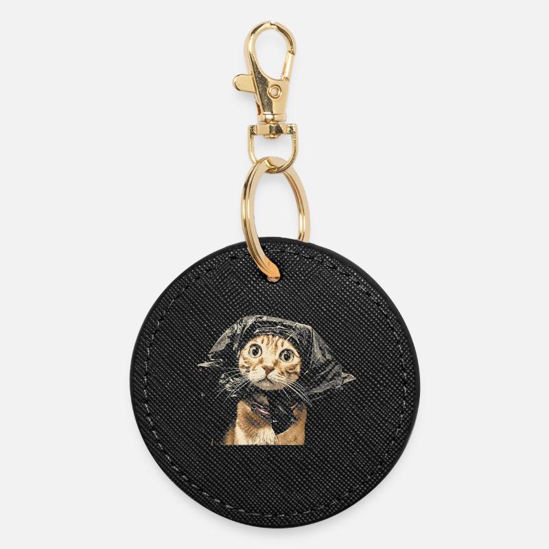 Fantôme du pelage de chat dans l’ombre - Porte-clés rond - noir