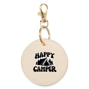 Happy Camper Zelt Graphic - Runder Schlüsselanhänger - Auster - Vorne