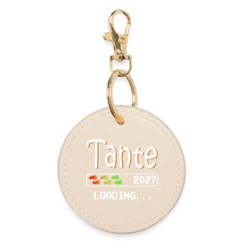 Werdende Tante 2027 loading ich werde Tante - Runder Schlüsselanhänger - Auster - Vorne