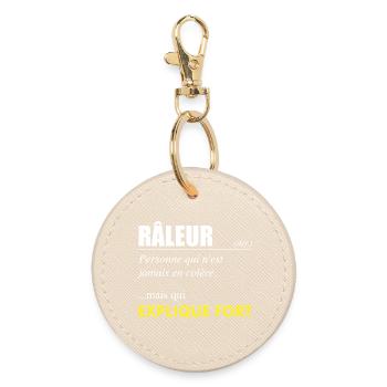 Râleur définition – Personne qui explique fort - Porte-clés rond - huître - Devant