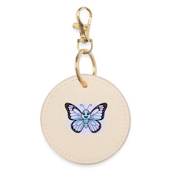 Blauer Schmetterling Spritzkunst - Runder Schlüsselanhänger - Auster - Vorne