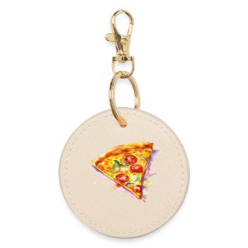 Watercolor pizza slice - Round Keyring - oyster - Front