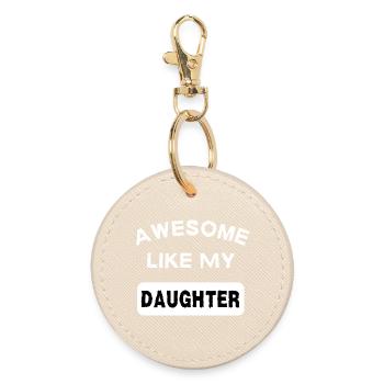 Awesome Like My Daughter Daddy Daughter Gift - Round Keyring - oyster - Front