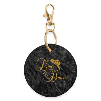 Line Dance Gold Logo - Runder Schlüsselanhänger - Schwarz - Vorne