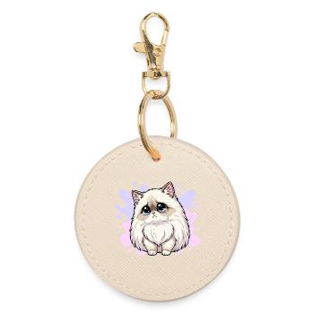 Chat larmoyeur au cœur de chat - Porte-clés rond - huître - Devant