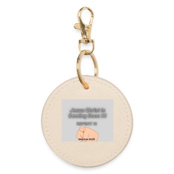 Jesus Christ Is Coming Soon !!! - Round Keyring - oyster - Front