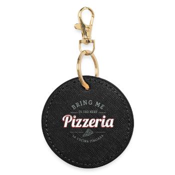 Pizzeria Restaurant Vintage Italien Retro Design - Runder Schlüsselanhänger - Schwarz - Vorne