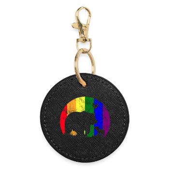 LGBT Gay Pride Stolze Mama Bär - Runder Schlüsselanhänger - Schwarz - Vorne