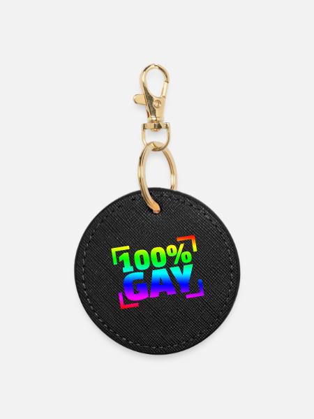 100 Gay / CSD - Runder Schlüsselanhänger - Schwarz