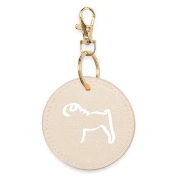 Line Pug - Round Keyring - oyster - Front