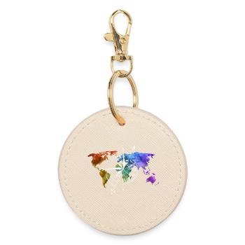Carte du monde Boussole blanc - Porte-clés rond - huître - Devant