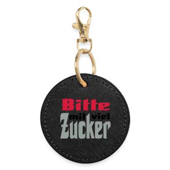 Bitte viel Zucker - Runder Schlüsselanhänger - Schwarz - Vorne