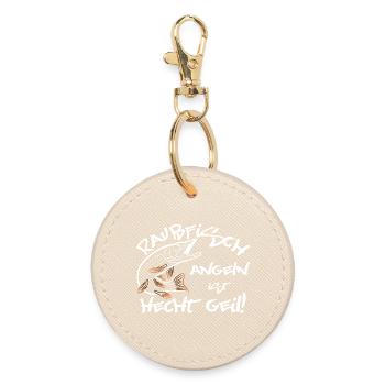 Hecht angeln fischen Fischer Angler Geschenk - Runder Schlüsselanhänger - Auster - Vorne