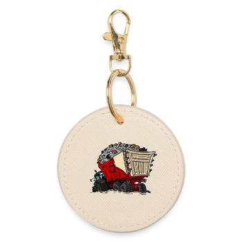 0956 cart RUIN - Round Keyring - oyster - Front