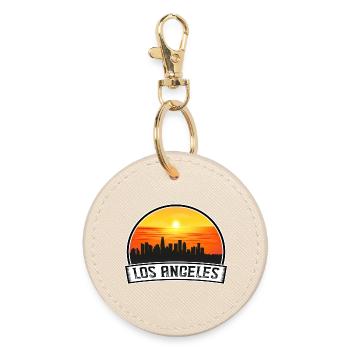 Los Angeles Californie États-Unis Skyline Vintage Sunset - Porte-clés rond - huître - Devant