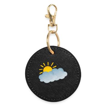 Weather cloudy cheerful - Round Keyring - black - Front