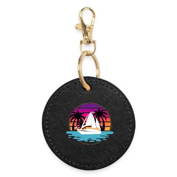 Sailing Sailor Sailboat - Round Keyring - black - Front
