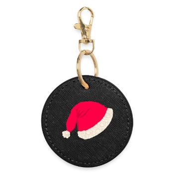 Chapeau de Noël sans texte - Porte-clés rond - noir - Devant
