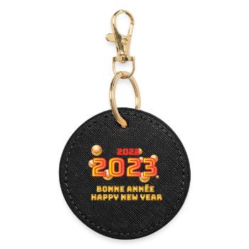 The New Year 2023 - Round Keyring - black - Front