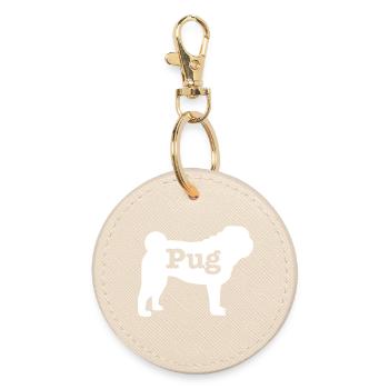 Pug - Round Keyring - oyster - Front