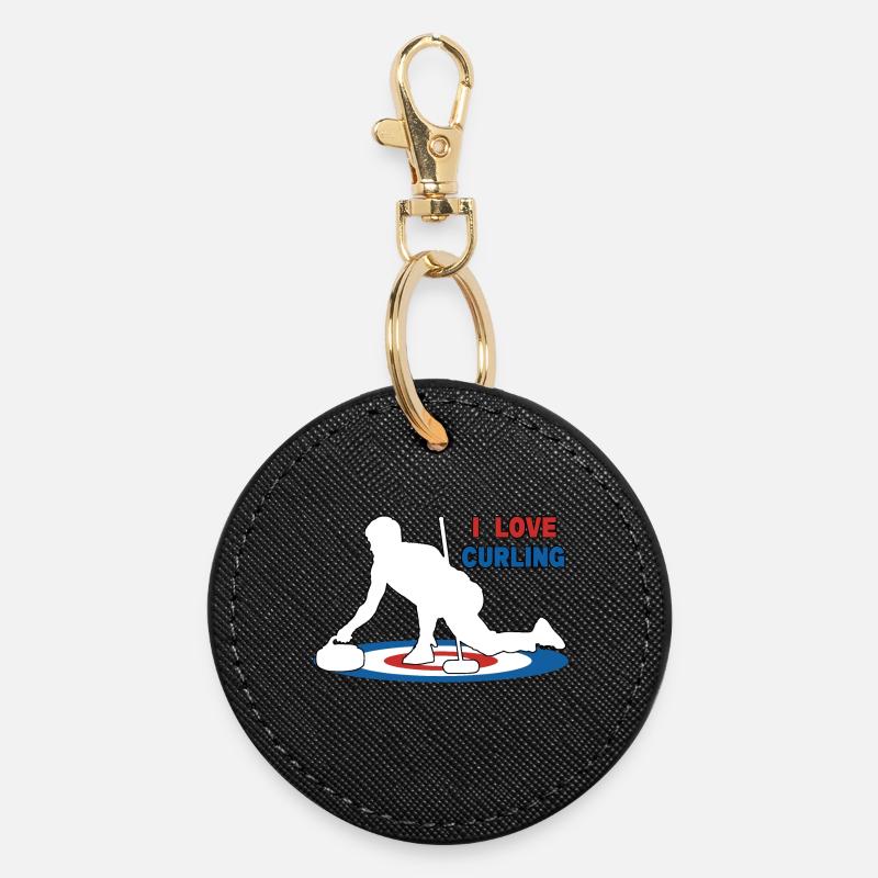 Ich liebe Curling - Runder Schlüsselanhänger - Schwarz