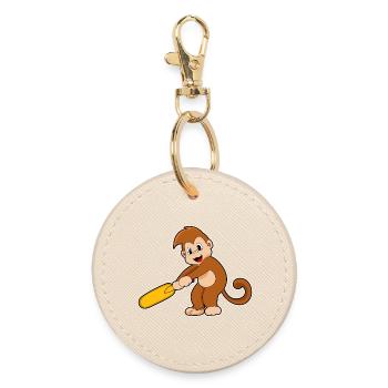 Monkey Cricket Cricket Bat - Porte-clés rond - huître - Devant