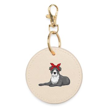 Arc de cheveux de pitbull - Porte-clés rond - huître - Devant