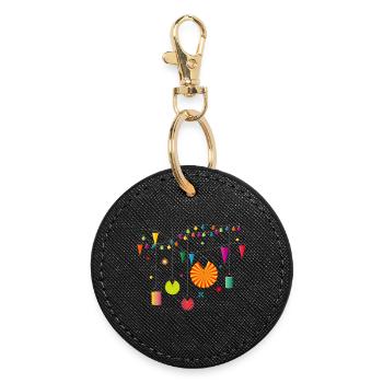 Fête d’été dans votre propre jardin avec des lanternes - Porte-clés rond - noir - Devant