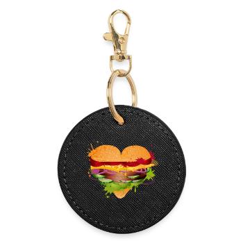 Petit pain à hamburger farci en forme de cœur graffiti - Porte-clés rond - noir - Devant